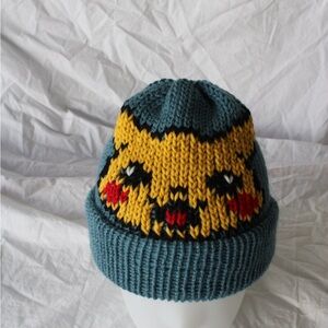 Playful Blue and Yellow Knit Beanie